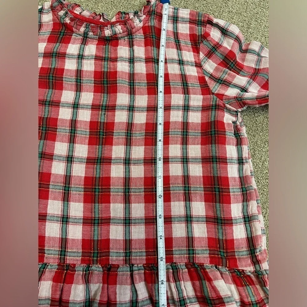 ⚡️3/$20⚡️Cat&Jack: Girls Red/Green/Gold Plaid Long Sleeve Blouse, Size L (10/12)